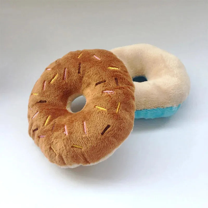 Soft Dog Donuts Plush Pet Dog Toys For Dogs Chew Toy Cute Puppy Squeaker Sound Toys Funny Puppy Small Medium Dog Interactive Toy - petguardiansupplies