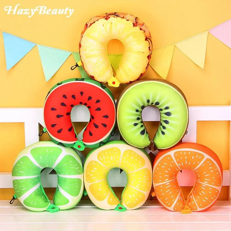 HazyBeauty U Shape Memory Foam Pillow Plane Fruits Watermelon Shape Traveling Airplane Pillow U-shape Neck Pillows 28x30cm - petguardiansupplies