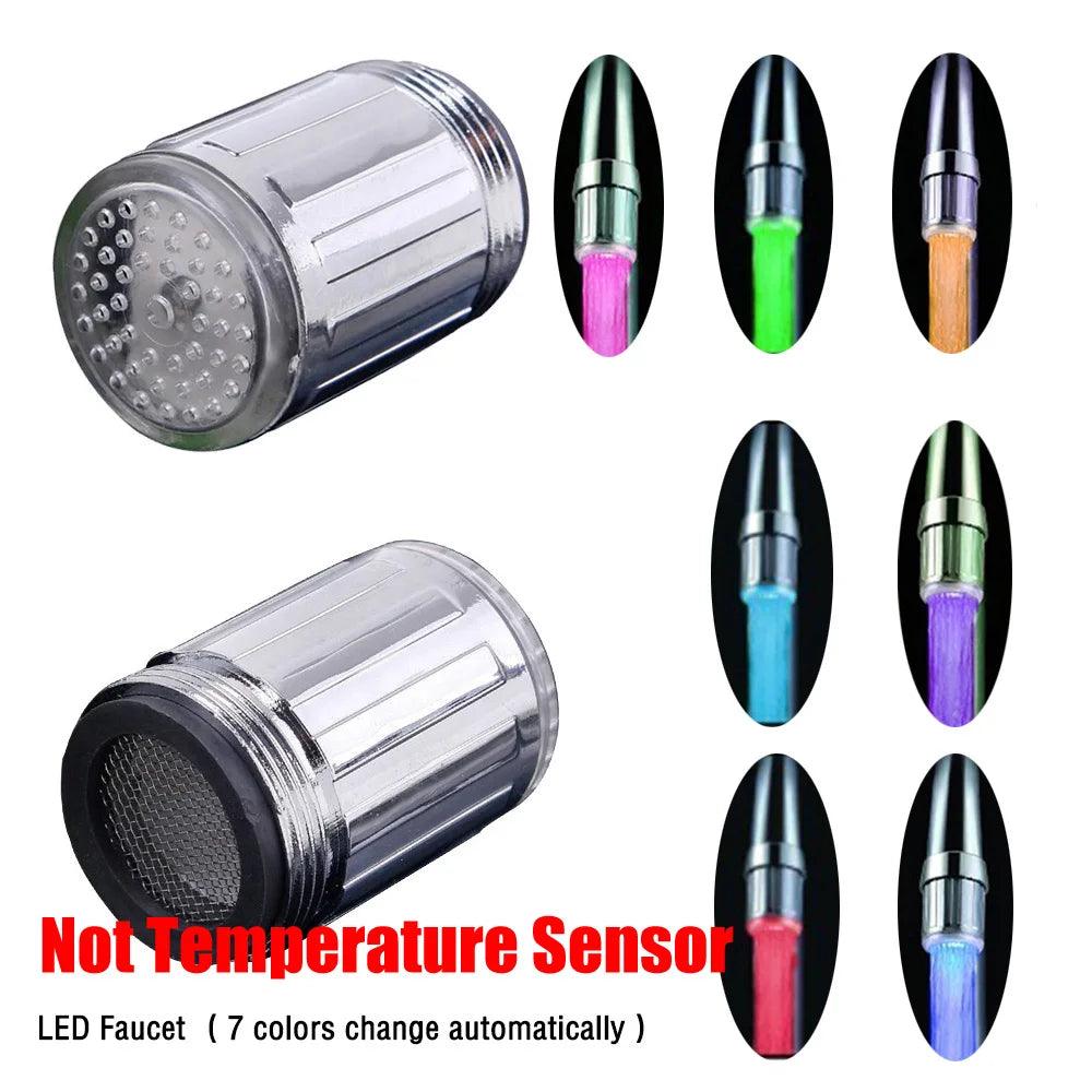 LED Water Faucet Stream Light Kitchen Bathroom Shower Tap Faucet Nozzle Head 7 Color Change Temperature Sensor Light Faucet led - petguardiansupplies