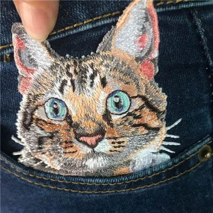 1PC cat patches for clothing iron embroidered patch applique iron on patches accessories badge stickers on clothes Jeans bags - petguardiansupplies