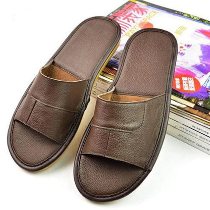 2022 New Leather Slippers Men Home Furnishing Indoor Floor Classic Footwear Casual Slides Leather Sandalias Zapatos Hombre - petguardiansupplies