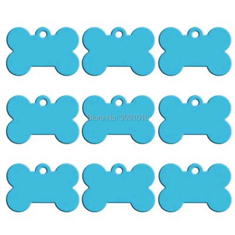 Wholesale 20pcs Bone Double Sides Personalized Dog ID Tags Aluminum Customized Cat Puppy Name Phone No. Tags Plate Keyrings - petguardiansupplies