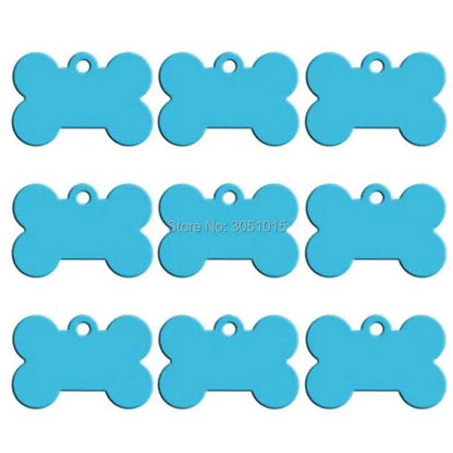 Wholesale 20pcs Bone Double Sides Personalized Dog ID Tags Aluminum Customized Cat Puppy Name Phone No. Tags Plate Keyrings - petguardiansupplies