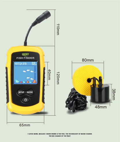 FFC1108-1 Alarm 100M Portable Sonar Fish Finders 45 degrees Sonar Coverage Echo Sounder Alarm Transducer Lake Sea Fishing - petguardiansupplies