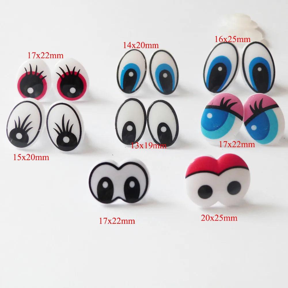 20pcs---9-12-14--16-18- 20 -24--30-35mm clear 3D glitter eyes plastic safety toy eyes long stem + glitter fabric + washer - petguardiansupplies