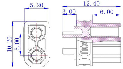 10pcs Amass XT30U Male Female Bullet Connector Plug the Upgrade XT30 For RC FPV Lipo Battery RC Quadcopter (5 Pair) - petguardiansupplies