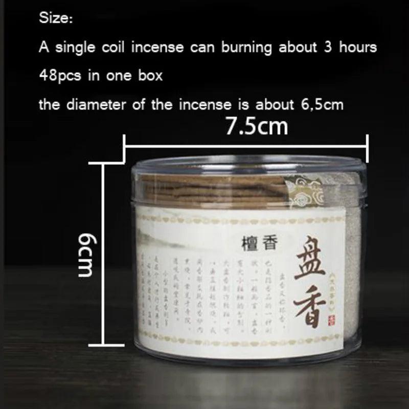 Y 48pcs/box Natural Coil Incense Aromatherapy Fragrance Indoors Indian Buddhist Sandalwood Incense Without Censer Home Fragrance - petguardiansupplies