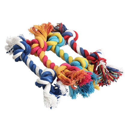 1 pcs Pets dogs pet supplies Pet Dog Puppy Cotton Chew Knot Toy Durable Braided Bone Rope 15CM Funny Tool (Random Color ) - petguardiansupplies