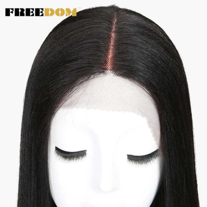 FREEDOM Synthetic Lace Front Wigs For Women Super Long 38Inch Ombre Blonde Highlight Ginger Straight Lace Wigs Cosplay Wigs - petguardiansupplies