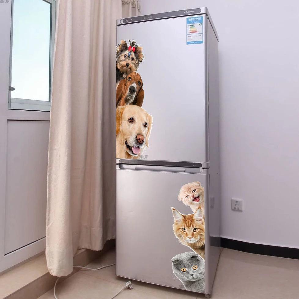 Dogs Cats 3D Wall Sticker Funny Door Window Wardrobe Fridge Decorations for Kids Room Home Decor Cartoon Animal Art Vinyl Decal - petguardiansupplies