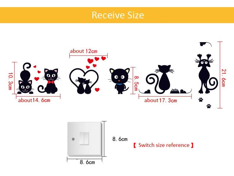 DIY Creative Black Cat Love Cartoon Removable Switch Stickers PVC Wall Sticker Vinyl Decals Home Decor Wallpaper Socket Paste - petguardiansupplies