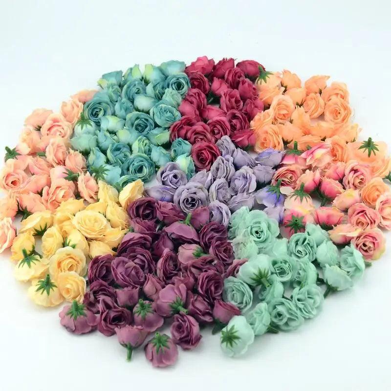 10/50/100pcs 2.5cm Mini Silk Artificial Rose Flower Heads For Wedding Party Home Decoration DIY Accessories Fake Flowers Craft - petguardiansupplies