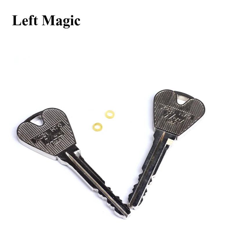 2 Pcs New Magic Trick Toy Folding Key Thru Bottle Or Ring Penetration Magic Trick Props Magic Joke Toy Easy To Play - petguardiansupplies