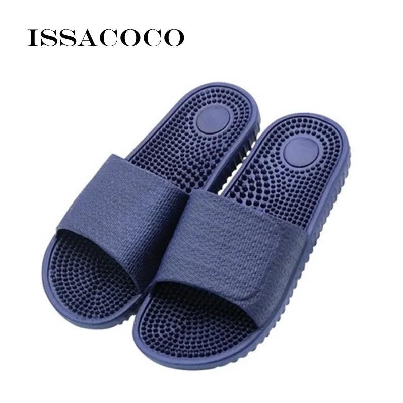 ISSACOCO Men's Flat Indoor Massage Slippers Men Home Non-slip Massage Slippers Zapatos Hombre Beach Flip Flops Men's Slides - petguardiansupplies