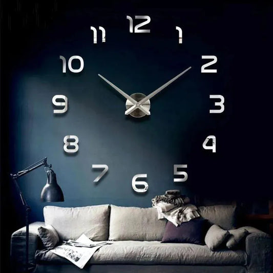 Fashion 3D big size wall clock mirror sticker DIY brief living room decor meetting room wall clock - petguardiansupplies