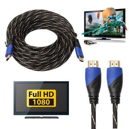 10m/15m Long HDMI-compatible 1.4 Cable AV 1080P HD 3D Gold Plated Connection New Braided Male cables for PS3 Xbox HDTV - petguardiansupplies