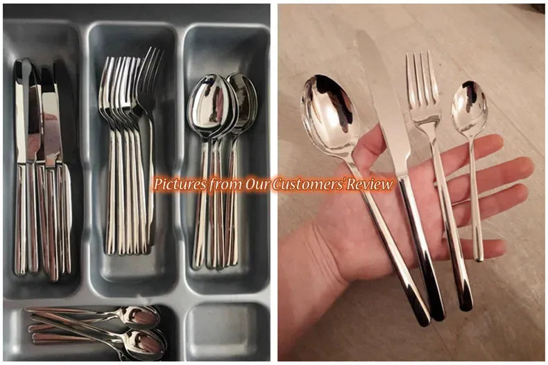 Cozy Zone 24 Pieces Cutlery Set Stainless Steel Tableware Western Dinnerware Set Classic Dinner Set Knife Fork Restaurant Dining - petguardiansupplies