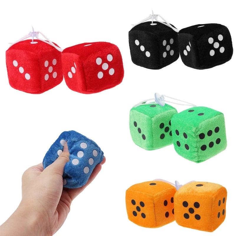 1 Pair Fuzzy Dice Dots Rear View Mirror Hanger Decoration Car Styling Accessorie - petguardiansupplies