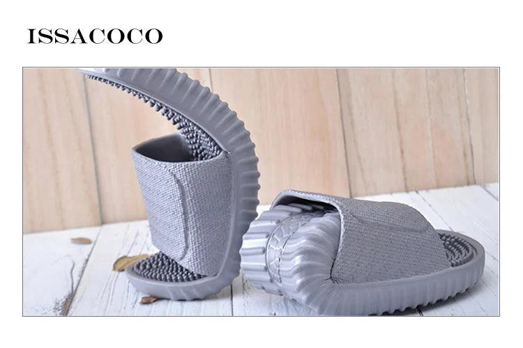 ISSACOCO Men's Flat Indoor Massage Slippers Men Home Non-slip Massage Slippers Zapatos Hombre Beach Flip Flops Men's Slides - petguardiansupplies