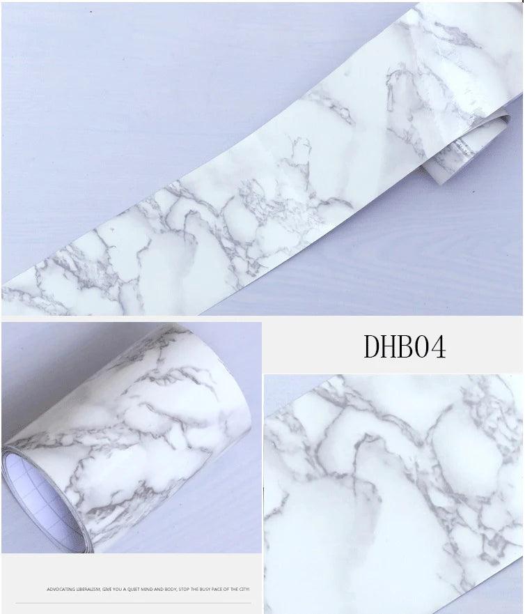 0.1x5M Marble Vinyl Waistline Sticker Solid Color Self Adhesive Wall Paper Border Bathroom PVC Waterproof Wood Pattern Wallpaper - petguardiansupplies