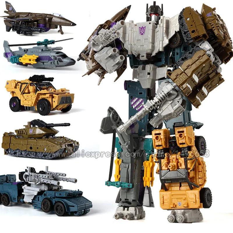 Haizhixing 5 IN 1 Transformation Robot Car Toys Anime Devastator Aircraft Tank Model KO Boys Truck Collection Kid Adult Gift - petguardiansupplies