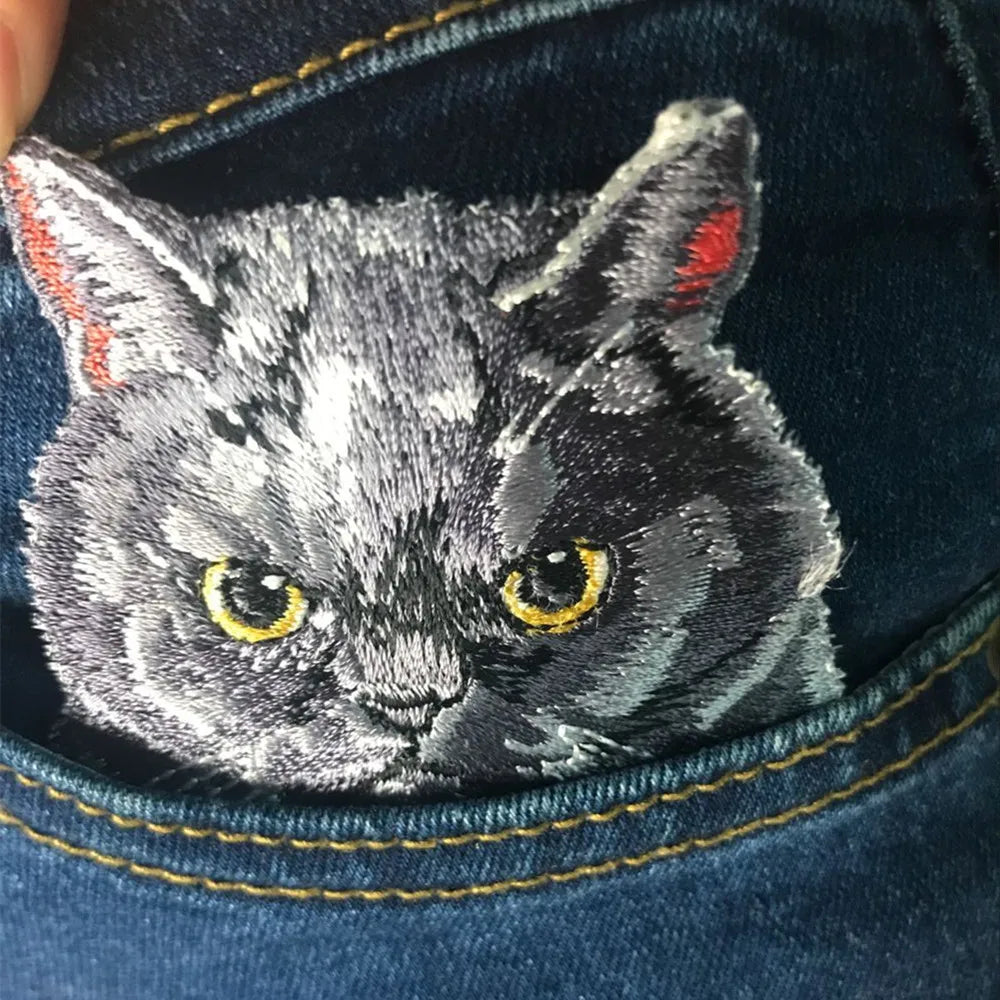 1PC cat patches for clothing iron embroidered patch applique iron on patches accessories badge stickers on clothes Jeans bags - petguardiansupplies