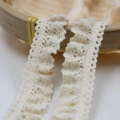 5yards/lot Elastic Beige Lace Trims Cotton White Stretch Lace Ribbon Diy Socks Dress Hometexile Edge Wrap Webbing Tape Ornament - petguardiansupplies