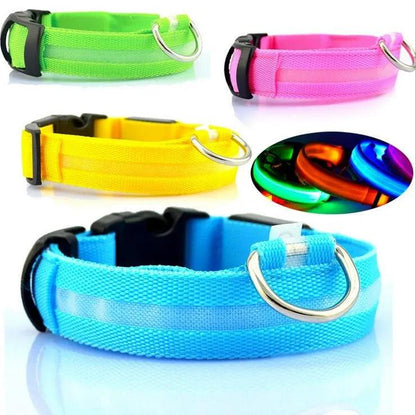 YUDODO Nylon LED Pet Dog Collars for animals Night Safety Flashing Glow Dog Leash Dogs Luminous Fluorescent Collars Pet Supplies - petguardiansupplies