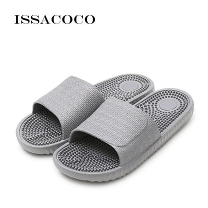 ISSACOCO Men's Flat Indoor Massage Slippers Men Home Non-slip Massage Slippers Zapatos Hombre Beach Flip Flops Men's Slides - petguardiansupplies