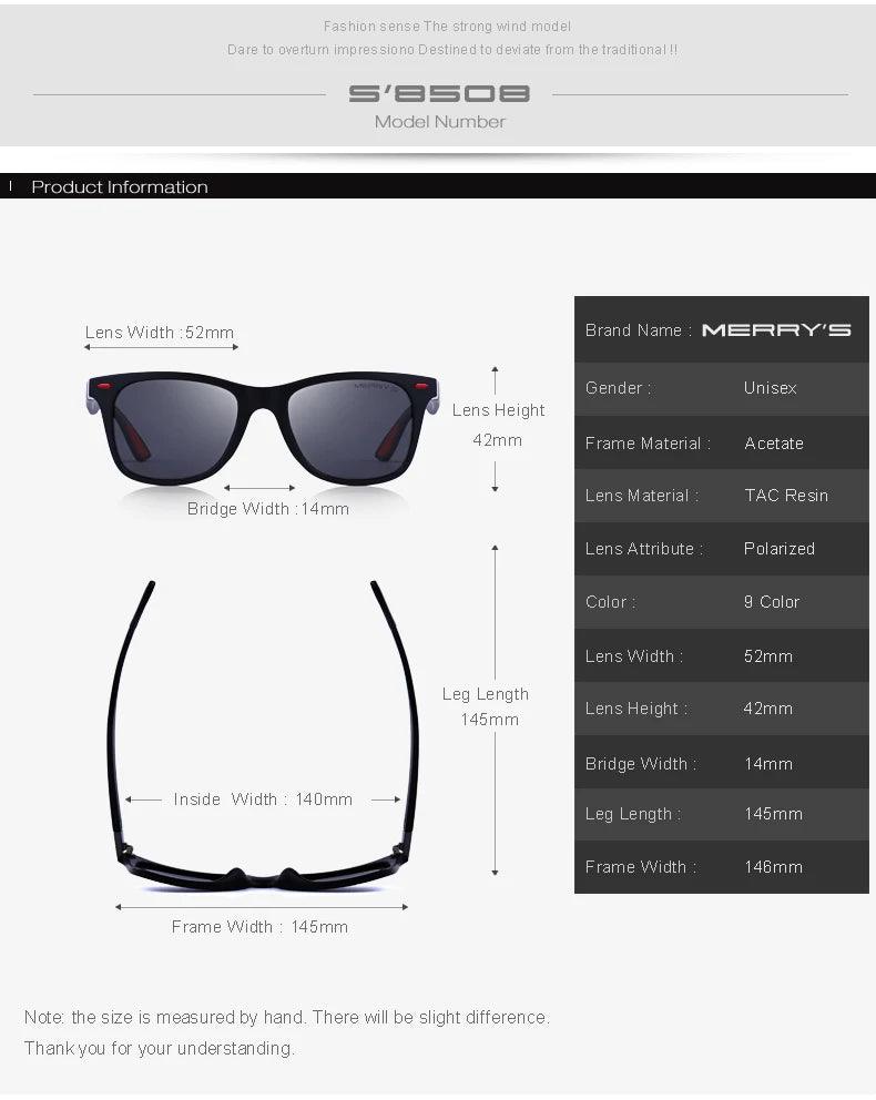 MERRYS DESIGN Men Women Classic Retro Rivet Polarized Sunglasses Lighter Design Square Frame 100% UV Protection S8508 - petguardiansupplies