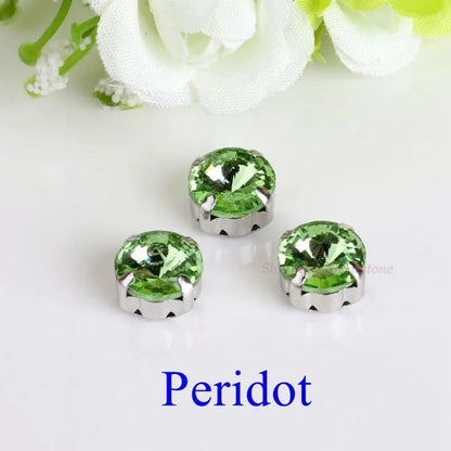 Glass Rhinestones! Satellite / Round Shape Diamond With Claw Sew On Strass Metal Base Buckle Crystal Stone Beads For Clothes - petguardiansupplies