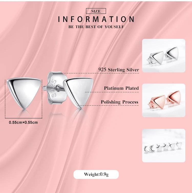 Modian New 6 Style Real 925 Sterling Silver Stars Moon Exquisite Fashion Simple Stud Earrings For Women Triangle Jewelry Brincos - petguardiansupplies