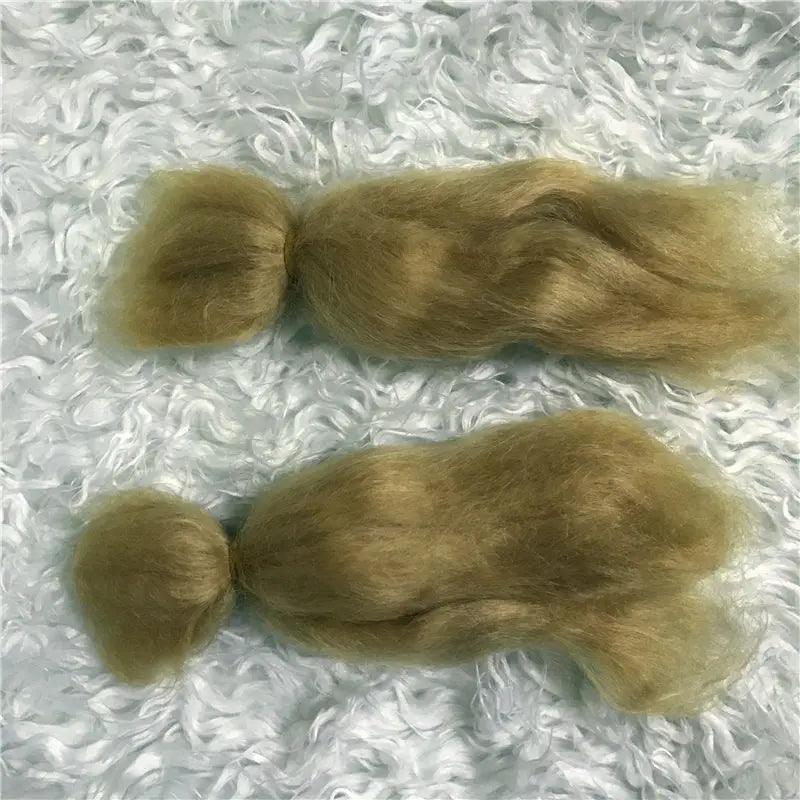 100% Pure Mohair Reborn Baby Doll Hair With Dark Brown/Gold Color Fit For DIY Reborn Baby Doll Wig Easy To Wash And Root - petguardiansupplies