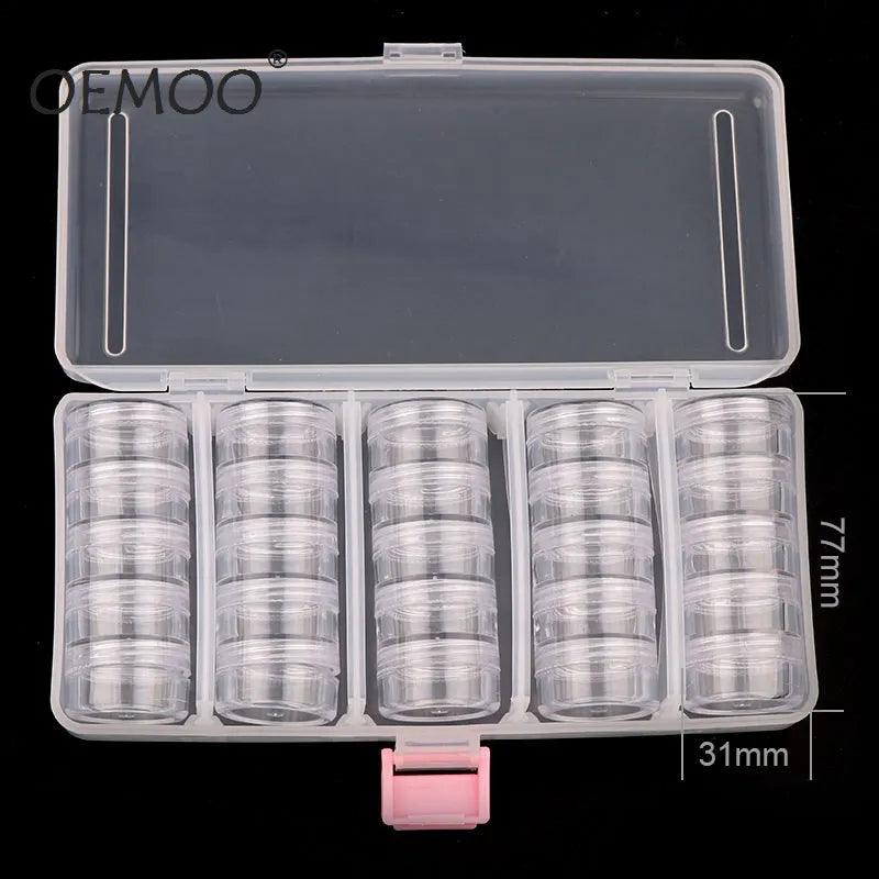 Transparent Empty case 190*95mm (With 25 Pcs Small Box) Nail Art Tip Glitter Boxes Storage Nail Art Rhinestone Case Removable - petguardiansupplies