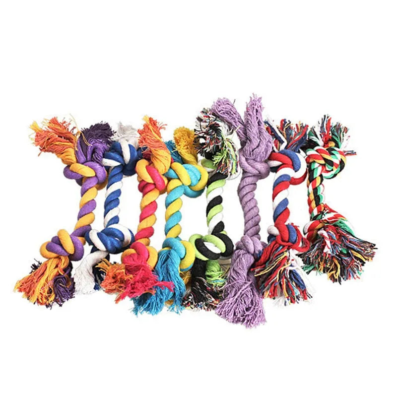 1 pcs Pets dogs pet supplies Pet Dog Puppy Cotton Chew Knot Toy Durable Braided Bone Rope 15CM Funny Tool (Random Color ) - petguardiansupplies