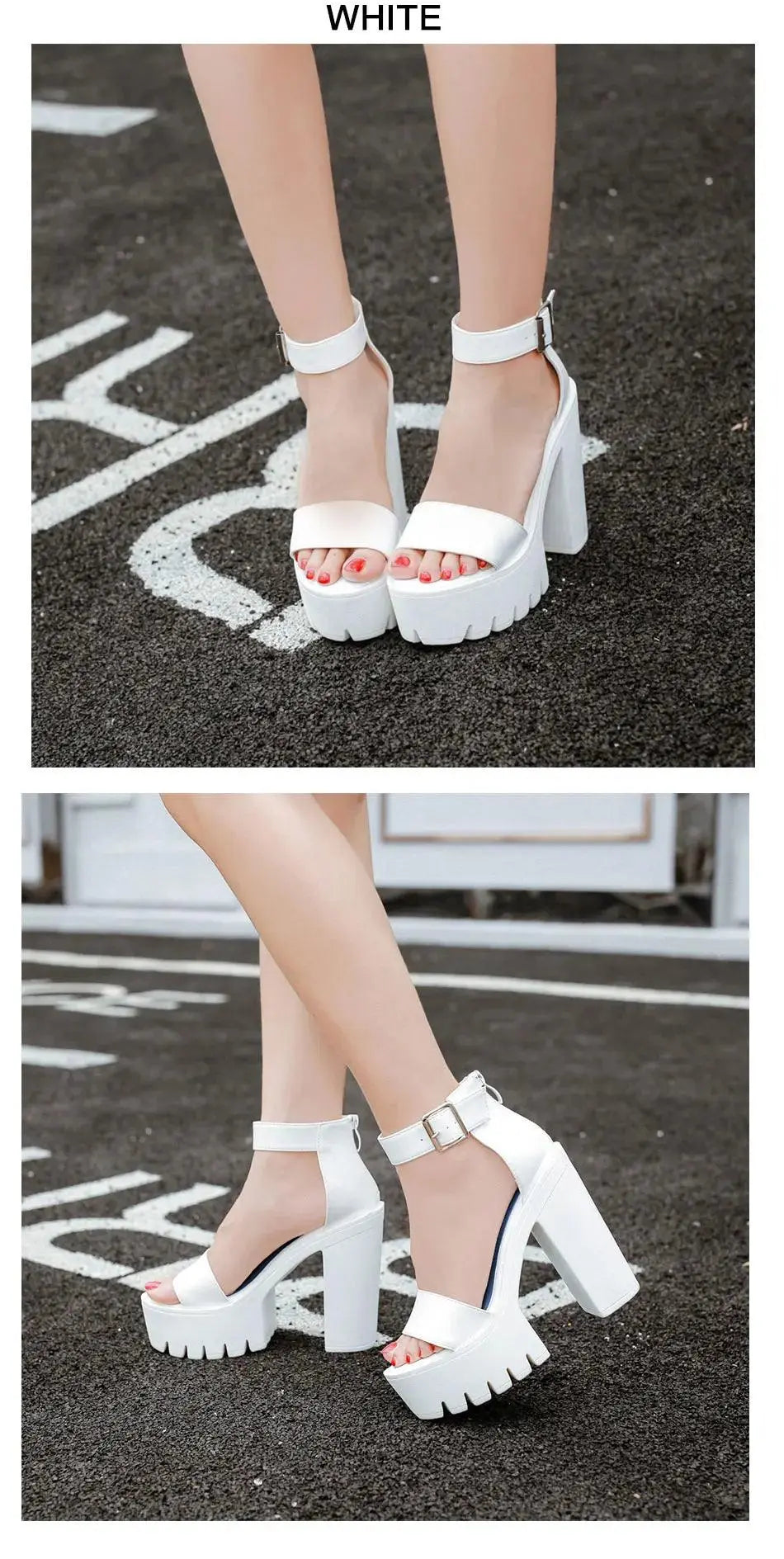 Gdgydh Summer Ankle Strap Sandal Shoes for Women High Heels Sandals Platform Back Zipper Sandals Fashion Party Model Show Pumps - petguardiansupplies