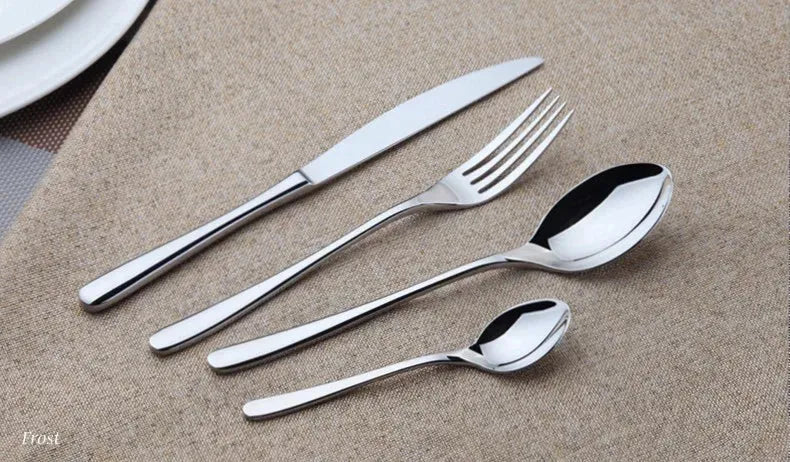 Cozy Zone Dinnerware Set Stainless Steel Tableware Luxury Cutlery Set Vintage Quality 24Pcs Knife Fork Dining Dinner Set Western - petguardiansupplies