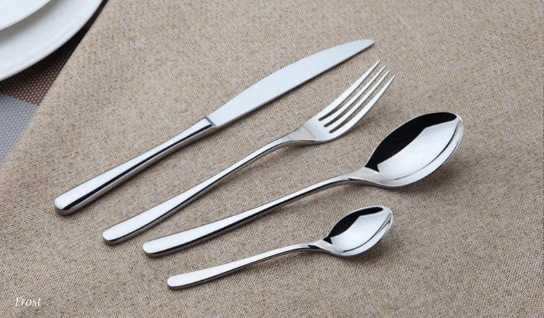 Cozy Zone Dinnerware Set Stainless Steel Tableware Luxury Cutlery Set Vintage Quality 24Pcs Knife Fork Dining Dinner Set Western - petguardiansupplies