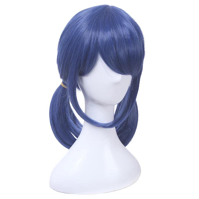 L-email wig Synthetic Hair Marinette Cosplay Wig Dark Blue Double Ponytails Straight Halloween Heat Resistant Women Wigs - petguardiansupplies