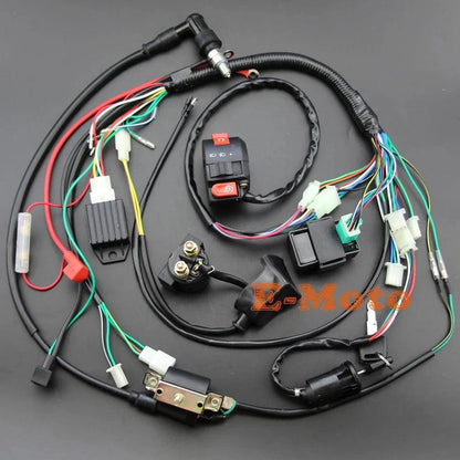 Full Electrics Wiring Harness Coil CDI Spark Plug Kits For 50cc 70cc 90cc 110cc 125cc 140cc ATV Quad Pit Dirt Bike Buggy Go kart - petguardiansupplies