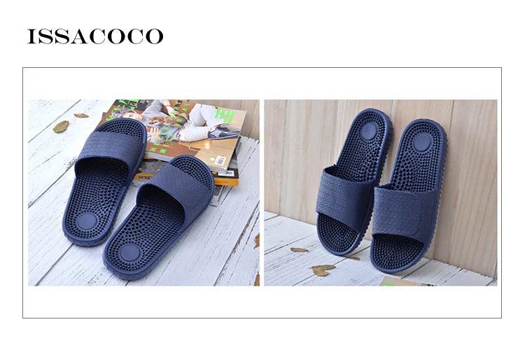 ISSACOCO Men's Flat Indoor Massage Slippers Men Home Non-slip Massage Slippers Zapatos Hombre Beach Flip Flops Men's Slides - petguardiansupplies