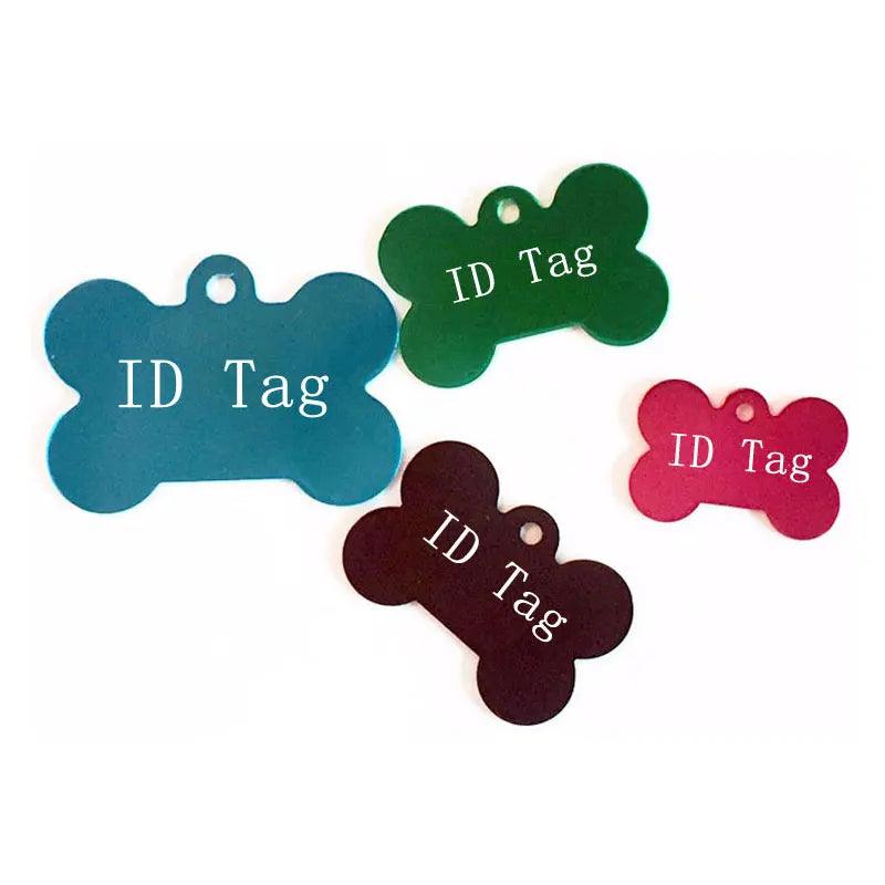 Wholesale 20pcs Bone Double Sides Personalized Dog ID Tags Aluminum Customized Cat Puppy Name Phone No. Tags Plate Keyrings - petguardiansupplies