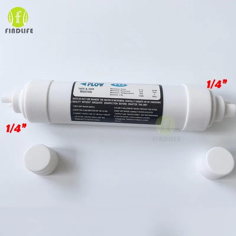 Quick connect 10 Inch T33 with 2pcs fitting Water Purifier INLINE COCONUT Carbon Post WATER FILTER cartridge REVERSE OSMOSIS - petguardiansupplies