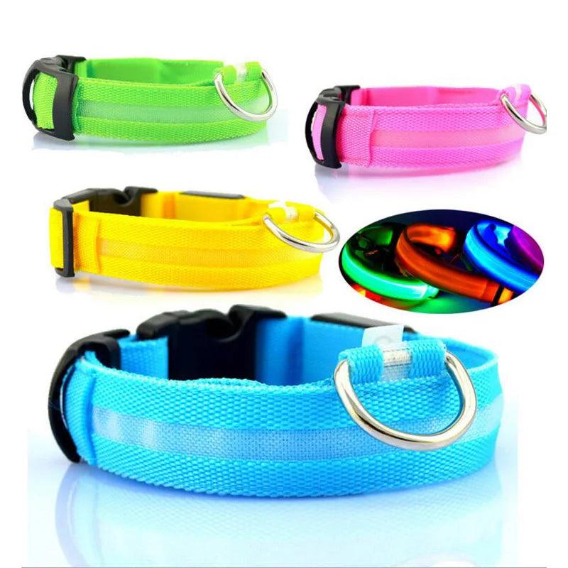 YUDODO Nylon LED Pet Dog Collars for animals Night Safety Flashing Glow Dog Leash Dogs Luminous Fluorescent Collars Pet Supplies - petguardiansupplies