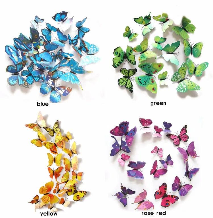 12Pcs 3D Magnet Butterflies Wall Stickers Butterfly Outdoor Bedroom Living Room Home Decor Fridage Decals For Wedding Decoration - petguardiansupplies