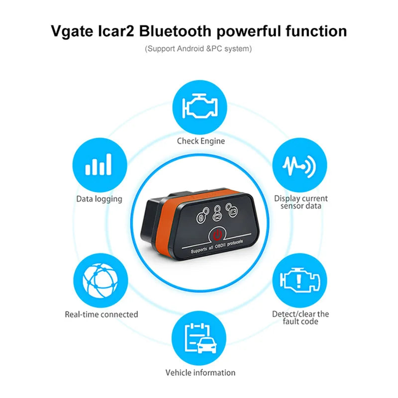 Vgate Icar2 Bluetooth-compatible/Wifi OBD2 Diagnostic Tool ELM327 OBD2 Scanner Mini ELM 327 WiFi for Android/IOS/PC Code Reader - petguardiansupplies