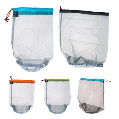 Portable Travel Camping Sports Ultralight Mesh Storage Bag Stuff Sack Drawstring Outdoor Camping Travel Storage Bag Outdoor Tool - petguardiansupplies