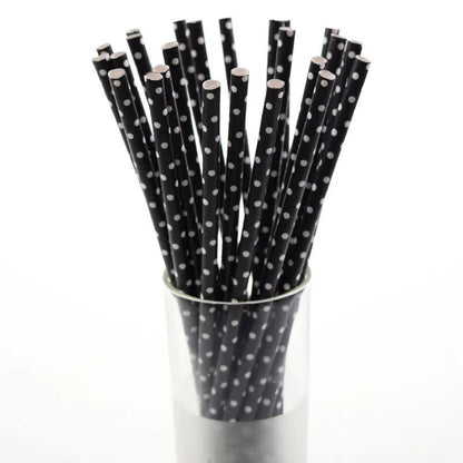 25pcs Black Paper Drinking Straws Star Striped Mustache zebra Paper Straw for Baby Shower Wedding Birthday Halloween Party Decor - petguardiansupplies