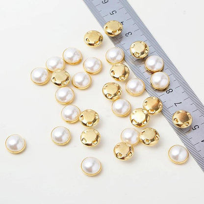 RESEN 6mm 8mm,10mm,12mm Sew On Pearls For Dresses With Claw Gold/Sliver Claw Rhinestones Round Pearl Button Sew On Stones - petguardiansupplies