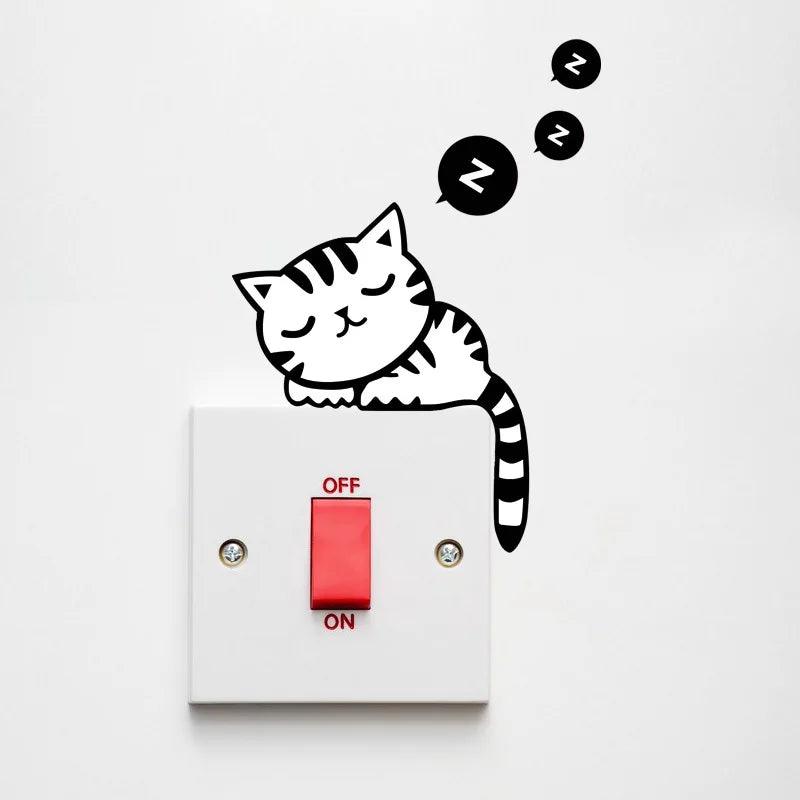 DIY Creative Black Cat Love Cartoon Removable Switch Stickers PVC Wall Sticker Vinyl Decals Home Decor Wallpaper Socket Paste - petguardiansupplies